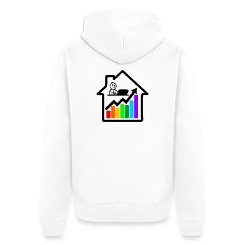 Young man on laptop house colored chart - Unisex Premium Organic Zip Hoodie - white - Back - Thijin (182cm)