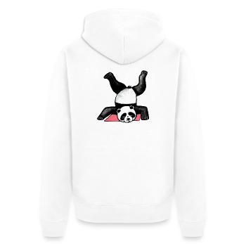 Panda Akrobat auf Matte - Unisex Premium Bio Zip Hoodie - Weiß - Hinten - Thijin (182cm)
