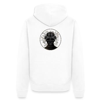 eindrucksvolles Portrait eines Ausserirdischen - Unisex Premium Bio Zip Hoodie - Weiß - Hinten - Thijin (182cm)