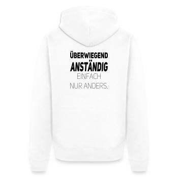 Anständig einfach nur anders - Unisex Premium Bio Zip Hoodie - Weiß - Hinten - Thijin (182cm)
