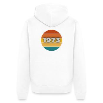 1973, year of birth, 50 years - Unisex Premium Organic Zip Hoodie - white - Back - Thijin (182cm)