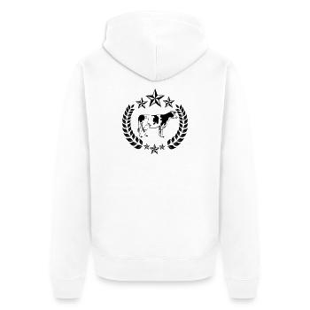 Kuh drei Sterne - Unisex Premium Bio Zip Hoodie - Weiß - Hinten - Thijin (182cm)