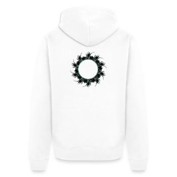 Cadre rond en plumes dessinées - Veste à capuche bio Premium Unisexe - blanc - Dos - Thijin (182cm)