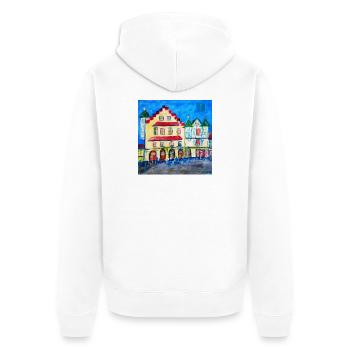 Stadtlandschaft im Expressionismus - Unisex Premium Bio Zip Hoodie - Weiß - Hinten - Thijin (182cm)