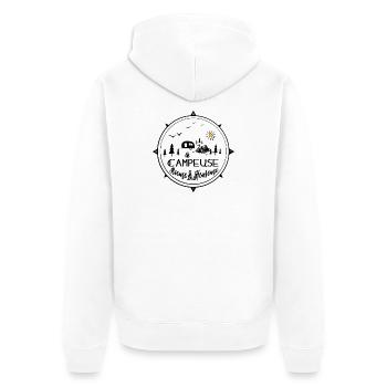 campeuse rieuse heureuse - Veste à capuche bio Premium Unisexe - blanc - Dos - Thijin (182cm)