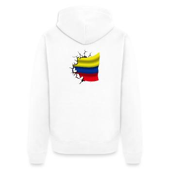 Drapeau de la Colombie - Colombie - Drapeau Broken Design - Veste à capuche bio Premium Unisexe - blanc - Dos - Thijin (182cm)