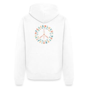 Peace Love Hippieness - Cute Hippie Peace Sign - Unisex Premium Organic Zip Hoodie - white - Back - Thijin (182cm)