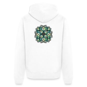Rosace Art Nouveau en verre transparent - Veste à capuche bio Premium Unisexe - blanc - Dos - Thijin (182cm)