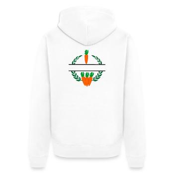 Roots in laurel wreath with orange carrots - Unisex Premium Organic Zip Hoodie - white - Back - Thijin (182cm)