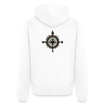 Kompass - Unisex Premium Bio Zip Hoodie - Weiß - Hinten - Thijin (182cm)