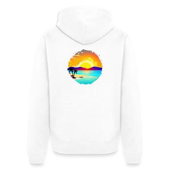Summer Sunset Beach Watercolor - Unisex Premium Organic Zip Hoodie - white - Back - Thijin (182cm)