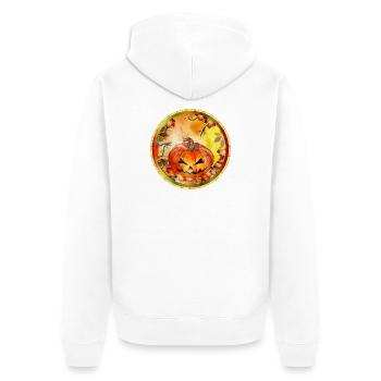 Citrouille d’Halloween dans une ambiance automnale - Veste à capuche bio Premium Unisexe - blanc - Dos - Thijin (182cm)
