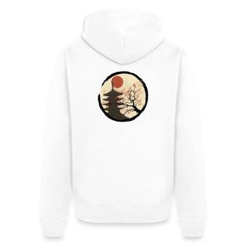 Kyoto in bloom - Unisex Premium Bio Zip Hoodie - Weiß - Hinten - Thijin (182cm)