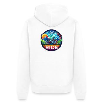 Juste Rouler - Vélo de route, Gravel en couleurs v - Veste à capuche bio Premium Unisexe - blanc - Dos - Thijin (182cm)