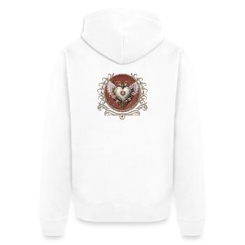Magnifique et élégant coeur steampunk avec des ailes. - Veste à capuche bio Premium Unisexe - blanc - Dos - Thijin (182cm)
