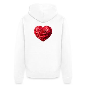 Rosenherz (01) - Unisex Premium Bio Zip Hoodie - Weiß - Hinten - Thijin (182cm)