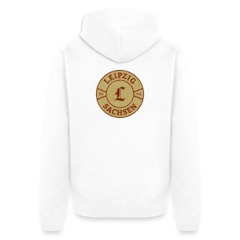 Leipzig Sächsisches Emblem Vintage - Unisex Premium Bio Zip Hoodie - Weiß - Hinten - Thijin (182cm)