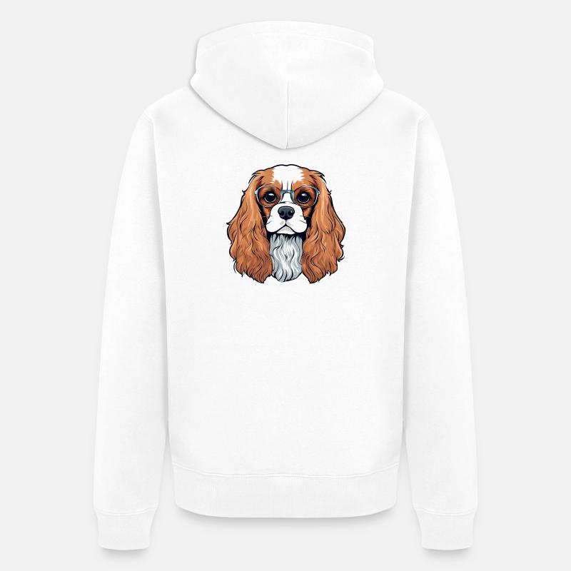 cavalier King Charles, chien, chien mignon - Veste à capuche bio Premium Unisexe - blanc