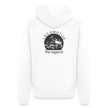 alte Lok Zug Bahn Sächsiche Bahn Symbol Logo - Unisex Premium Bio Zip Hoodie - Weiß - Hinten - Thijin (182cm)