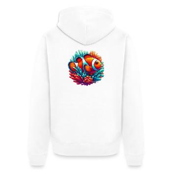 Clownfisch - Unisex Premium Bio Zip Hoodie - Weiß - Hinten - Thijin (182cm)