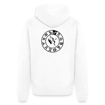 Signe du zodiaque Sagittaire dans un cercle de 12 caractères - Veste à capuche bio Premium Unisexe - blanc - Dos - Thijin (182cm)