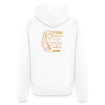 Joshua 1 9 - Be strong and courageous - Unisex Premium Organic Zip Hoodie - white - Back - Thijin (182cm)