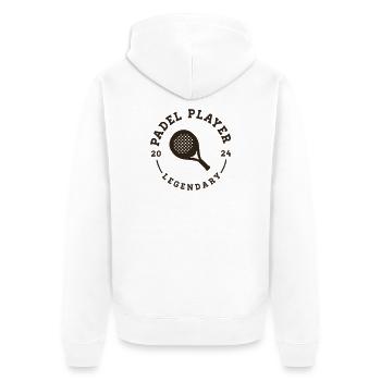 Padel-Spieler - Unisex Premium Bio Zip Hoodie - Weiß - Hinten - Thijin (182cm)