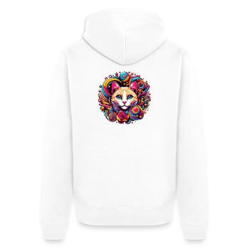 Katze - Unisex Premium Bio Zip Hoodie - Weiß - Hinten - Thijin (182cm)