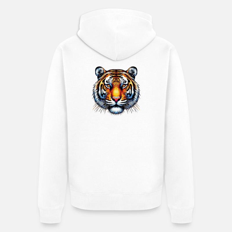 Tigre - Veste à capuche bio Premium Unisexe - blanc