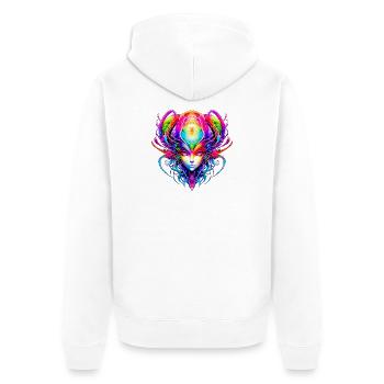 Colorful Alien Head - Unisex Premium Organic Zip Hoodie - white - Back - Thijin (182cm)