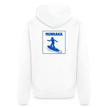 Mundaka Surfing Icon T-Shirt Design - Veste à capuche bio Premium Unisexe - blanc - Dos - Thijin (182cm)