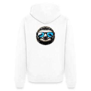 Faultier mit Sonnenbrille - Unisex Premium Bio Zip Hoodie - Weiß - Hinten - Thijin (182cm)