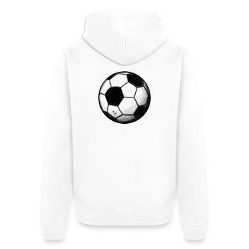 Der klassische Fußball - Unisex Premium Bio Zip Hoodie - Weiß - Hinten - Thijin (182cm)