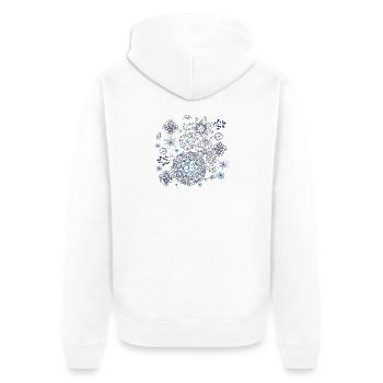 Motif abstrait de feux d’artifice en bleu et or - Veste à capuche bio Premium Unisexe - blanc - Dos - Thijin (182cm)