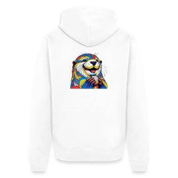 Otter - Unisex Premium Bio Zip Hoodie - Weiß - Hinten - Thijin (182cm)