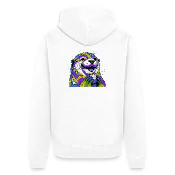 Otter - Unisex Premium Bio Zip Hoodie - Weiß - Hinten - Thijin (182cm)