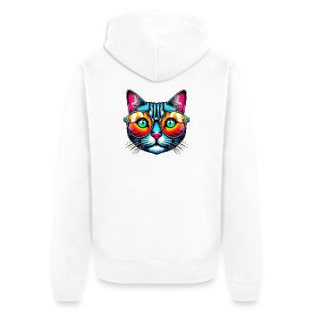 Chat avec des lunettes de soleil - Veste à capuche bio Premium Unisexe - blanc - Dos - Thijin (182cm)