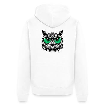 Owl with Glasses - Unisex Premium Organic Zip Hoodie - white - Back - Thijin (182cm)
