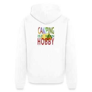 CAMPING IS EXACTLY MY HOBBY - Unisex Premium Organic Zip Hoodie - white - Back - Thijin (182cm)