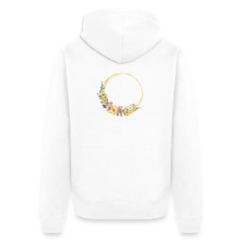 Colorful, flower wreath, customizable - Unisex Premium Organic Zip Hoodie - white - Back - Thijin (182cm)