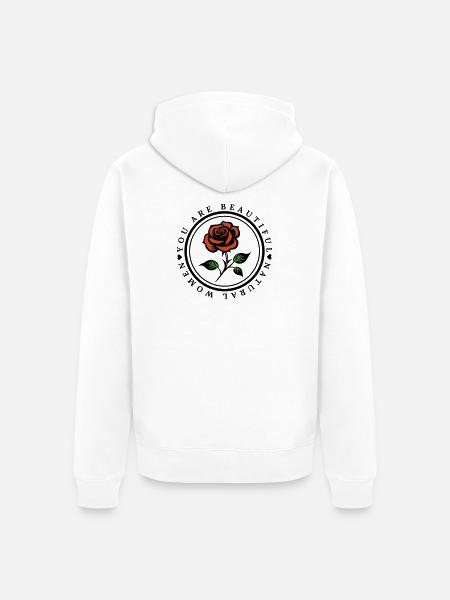 Roses Symbol - You Are Beautiful Natural Woman - Unisex Premium Organic Zip Hoodie - white