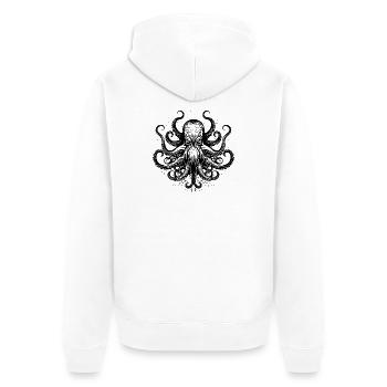 Octopus 02 - Unisex Premium Organic Zip Hoodie - white - Back - Thijin (182cm)