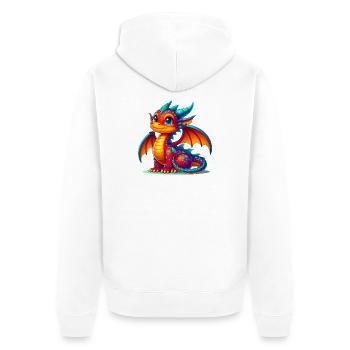 Drache - Unisex Premium Bio Zip Hoodie - Weiß - Hinten - Thijin (182cm)