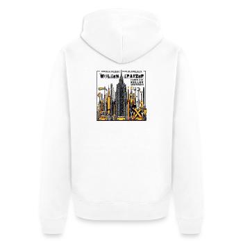 Auch Wolkenkratzer haben als Keller angefangen - Unisex Premium Bio Zip Hoodie - Weiß - Hinten - Thijin (182cm)