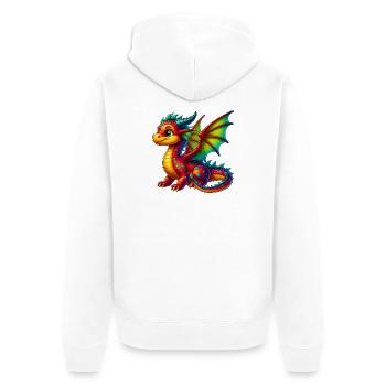 Drache - Unisex Premium Bio Zip Hoodie - Weiß - Hinten - Thijin (182cm)