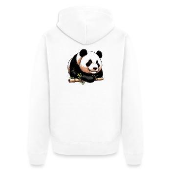 Panda - Unisex Premium Bio Zip Hoodie - Weiß - Hinten - Thijin (182cm)