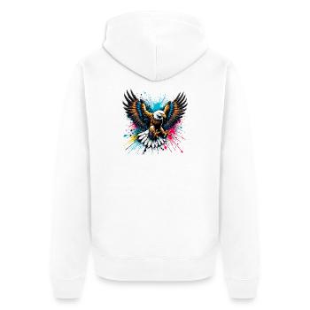 Adler - Unisex Premium Bio Zip Hoodie - Weiß - Hinten - Thijin (182cm)