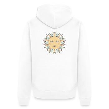 Sonnengesicht Mandala Stil - Unisex Premium Bio Zip Hoodie - Weiß - Hinten - Thijin (182cm)