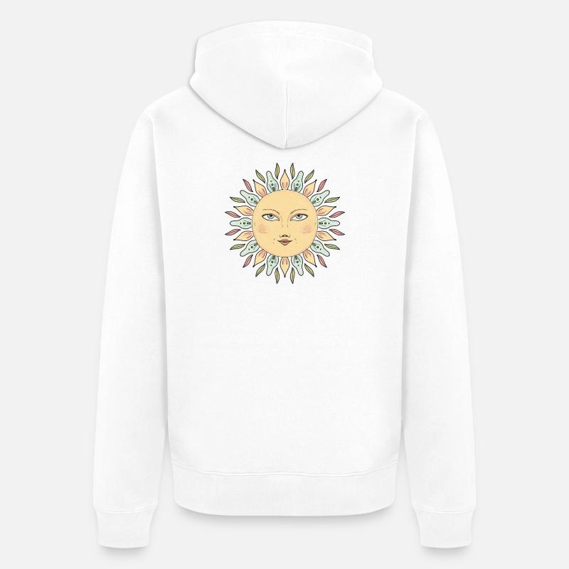 Style Mandala Face de Soleil - Veste à capuche bio Premium Unisexe - blanc