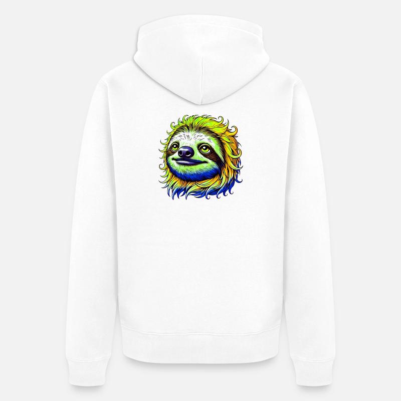 Faultier - Unisex Premium Bio Zip Hoodie - Weiß